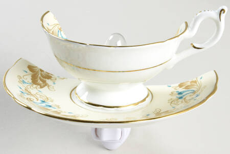 Strange Orchid (Cream & White Background) 4 3/8"-4 5/8" Night Light/Cup & Saucer HC