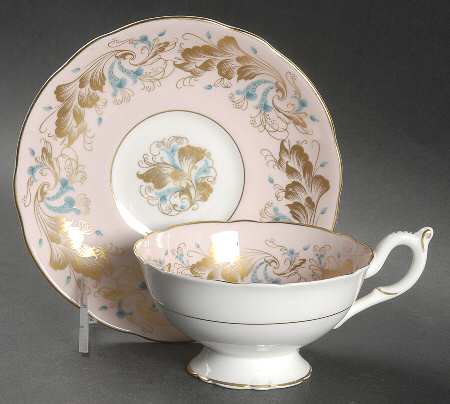 Strange Orchid (Pink & White Background) Footed Cup & Saucer Set by Coalport