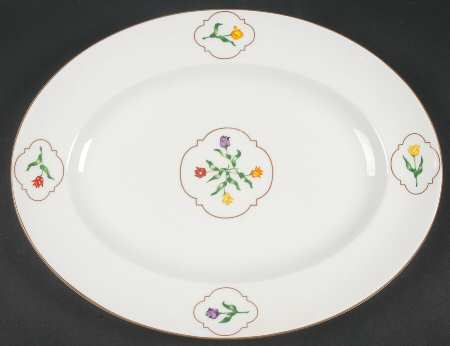 Tulip Medallion 13" Oval Serving Platter by Coalport