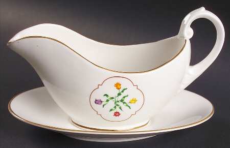 Tulip Medallion Gravy Boat & Underplate by Coalport