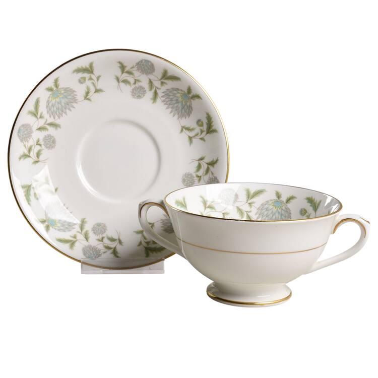 Waltz of The Flowers Footed Cream Soup Bowl & Saucer Set