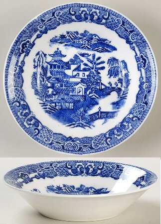 The Willow Blue (Newer, Bone) Fruit/Dessert (Sauce) Bowl