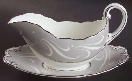 York Gray Gravy Boat & Underplate