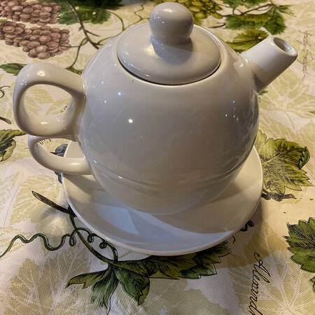 Classic White (Smooth) Individual Teapot & Lid with Cup & Saucer