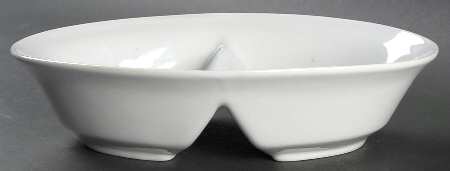 Classic White (Smooth) 10" Oval Divided Vegetable Bowl