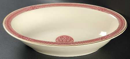 Coronation (Red Border) 10" Oval Vegetable Bowl