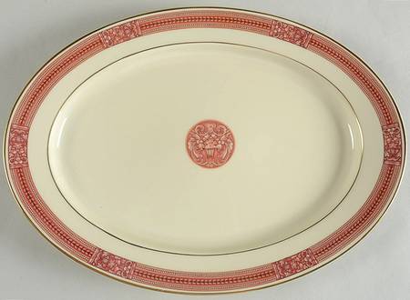 Coronation (Red Border) 12" Oval Serving Platter