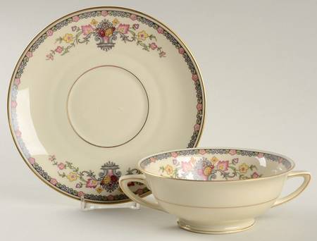 King Cedric Footed Cream Soup Bowl & Saucer Set