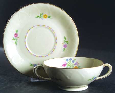 Lady Hamilton Footed Cream Soup Bowl & Saucer Set