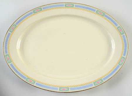 Noblesse (Geometric Design with Blue Lines) 14" Oval Serving Platter