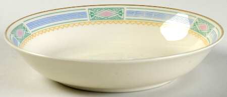 Noblesse (Geometric Design with Blue Lines) Fruit/Dessert (Sauce) Bowl