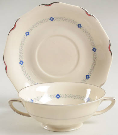 Noblesse (Floral Design) Footed Cream Soup Bowl & Saucer Set