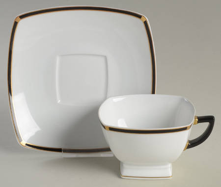 Filets (Black & Gold) Footed Cup & Saucer Set