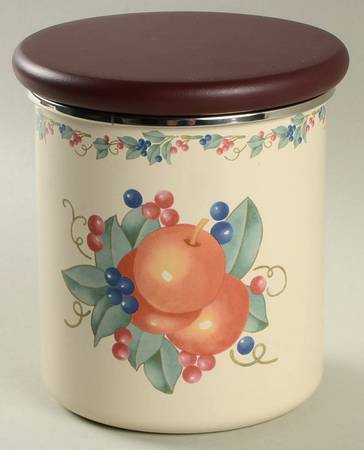 Abundance (Corelle) Small Metal Canister & Wood Lid