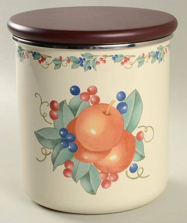 Abundance (Corelle) Medium Metal Canister & Wood Lid