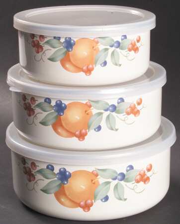 Abundance (Corelle) (3 Piece) Metal Bowl W/Plastic Lids (5", 6", 7")