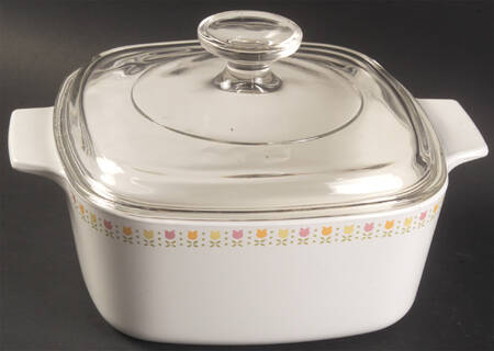 April Tulip Multicolor 1.5 Quart Square Casserole with Lid