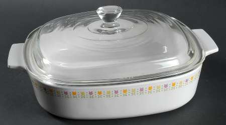 April Tulip Multicolor 1.25 Quart Square Casserole with Lid