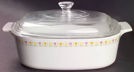 April Tulip Multicolor 2 Quart Square Casserole with Lid