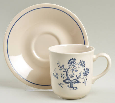 Blue Floral (Corelle) Flat Cup & Saucer Set
