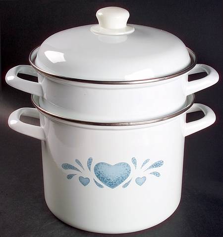 Blue Hearts (Corelle) 7 Quart Stockpot Metal with Steamer