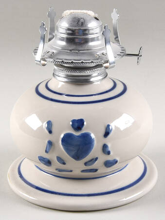 Blue Hearts (Corelle) Hurricane Lamp No Globe