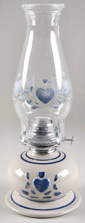 Blue Hearts (Corelle) Hurricane Lamp & Globe