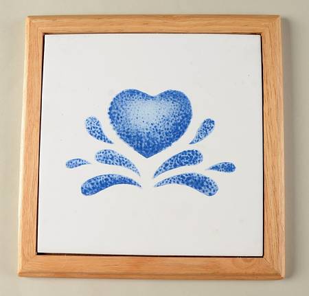 Blue Hearts (Corelle) Wood Frame Trivet