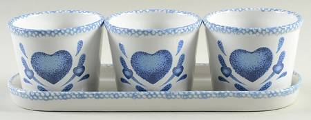 Blue Hearts (Corelle) 3" Flower Pot & Underplate