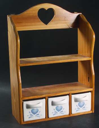 Blue Hearts (Corelle) Wood Spice Shelf/Plate Rack