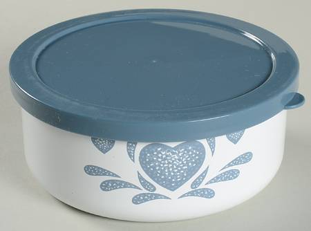 Blue Hearts (Corelle) 5" Metal Bowl W/Plastic Lid