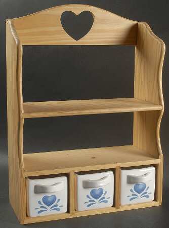 Blue Hearts (Corelle) Wood Spice Shelf/Plate Rack