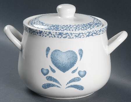 Blue Hearts (Corelle) Bean Pot & Lid