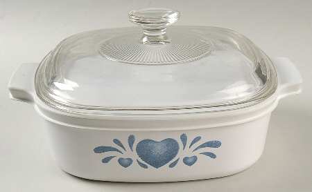 Blue Hearts (Corelle) 2 Quart Square Casserole with Lid
