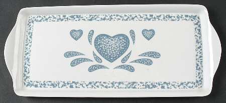 Blue Hearts (Corelle) 15" Melamine Rectangular Handled Tray