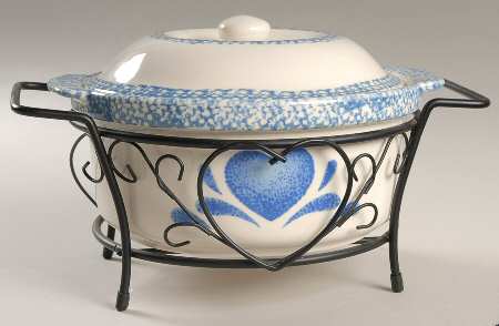 Blue Hearts (Corelle) 2 Qt Covered Casserole & Metal Stand