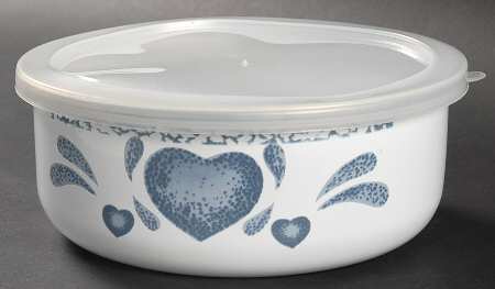 Blue Hearts (Corelle) 7" Metal Bowl & Plastic Lid