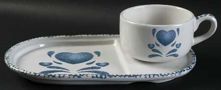 Blue Hearts (Corelle) Snack Plate & Cup Set