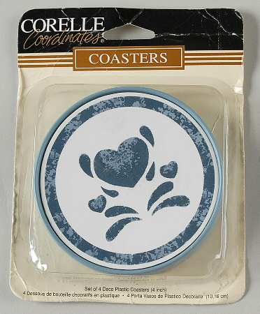 Blue Hearts (Corelle) Plastic Coaster - Set of 4