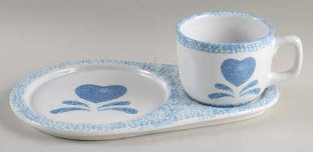 Blue Hearts (Corelle) Snack Plate & Cup Set