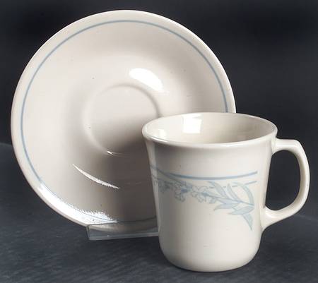 Blue Lily (Corelle) Flat Cup & Saucer Set