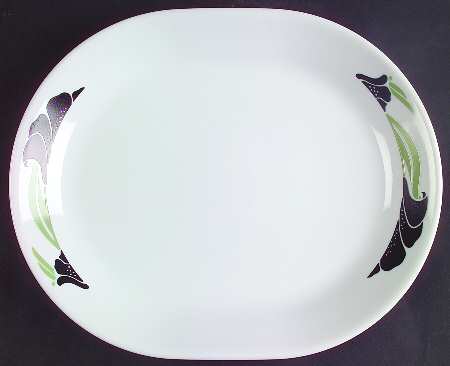 Black Orchid (Corelle) 12" Oval Serving Platter by Corning Corelle