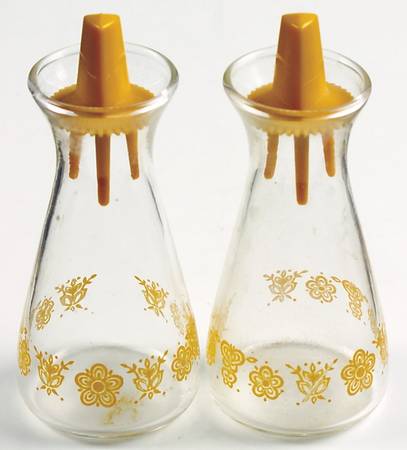 Butterfly Gold (Corelle) Glassware Salt and Pepper Set by Corning Corelle