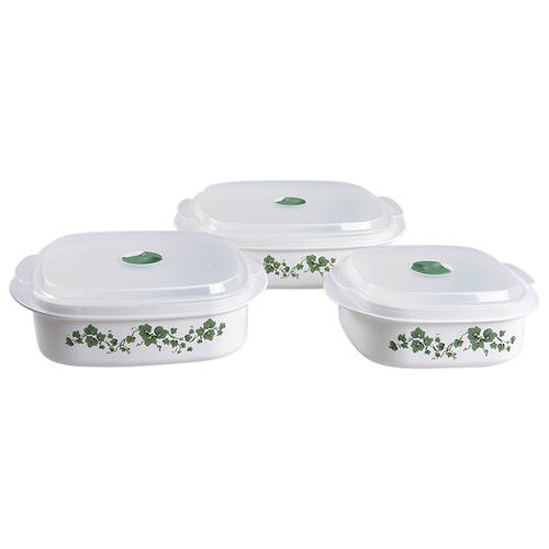 Callaway (Corelle) (Set of 3)Square Plastic Microwave Bowl w/Vent Lid