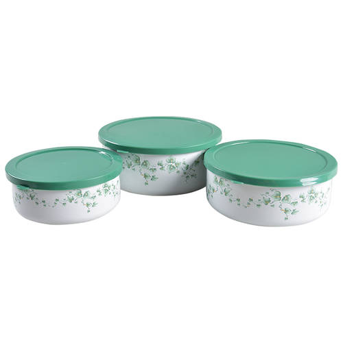 Callaway (Corelle) 3pc Metal Bowls&Plastic Lids (5 7/8",6 5/8",7 1/4)
