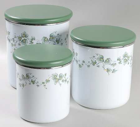 Callaway (Corelle) (3 Piece Set) Metal Canister & Wood Lid