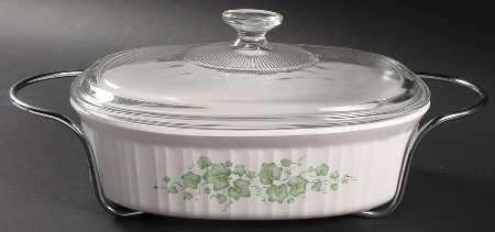 Callaway (Corelle) 2.5 Qt Oval Covered Casserole W/Glass Lid & Stand