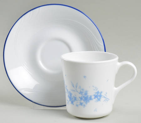 Celestial Blue (Corelle) Flat Cup & Saucer Set