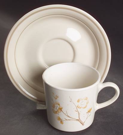 China Blossom Flat Cup & Saucer Set by Corning Corelle