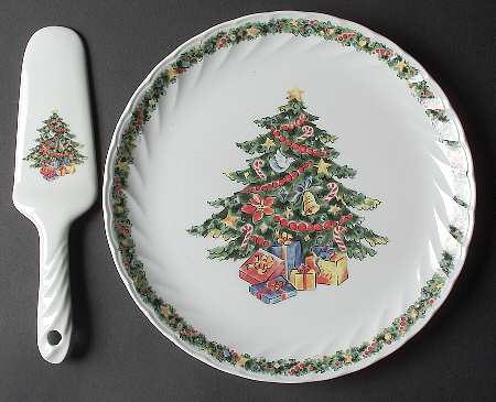 Christmas Joy (Corelle) Cake Plate and Server (Boxed Set)